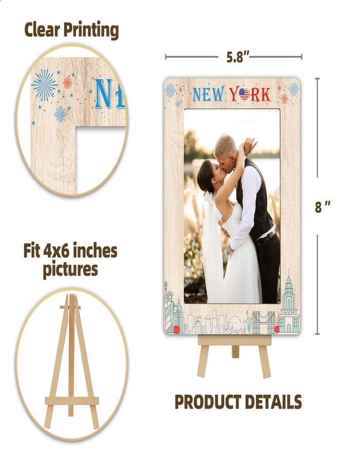 DETIHO New York Travel Picture Frame, 4x6 New York Themed Wooden Frame with Easel Stand for Home Decor Tabletop Display, Vacation Honeymoon Gifts for Friends Couples - D02 - Image 2